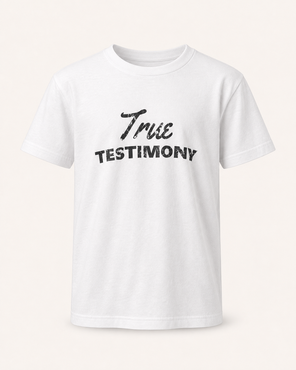 White - True Testimony God is Bigger Youth T-Shirt - Front