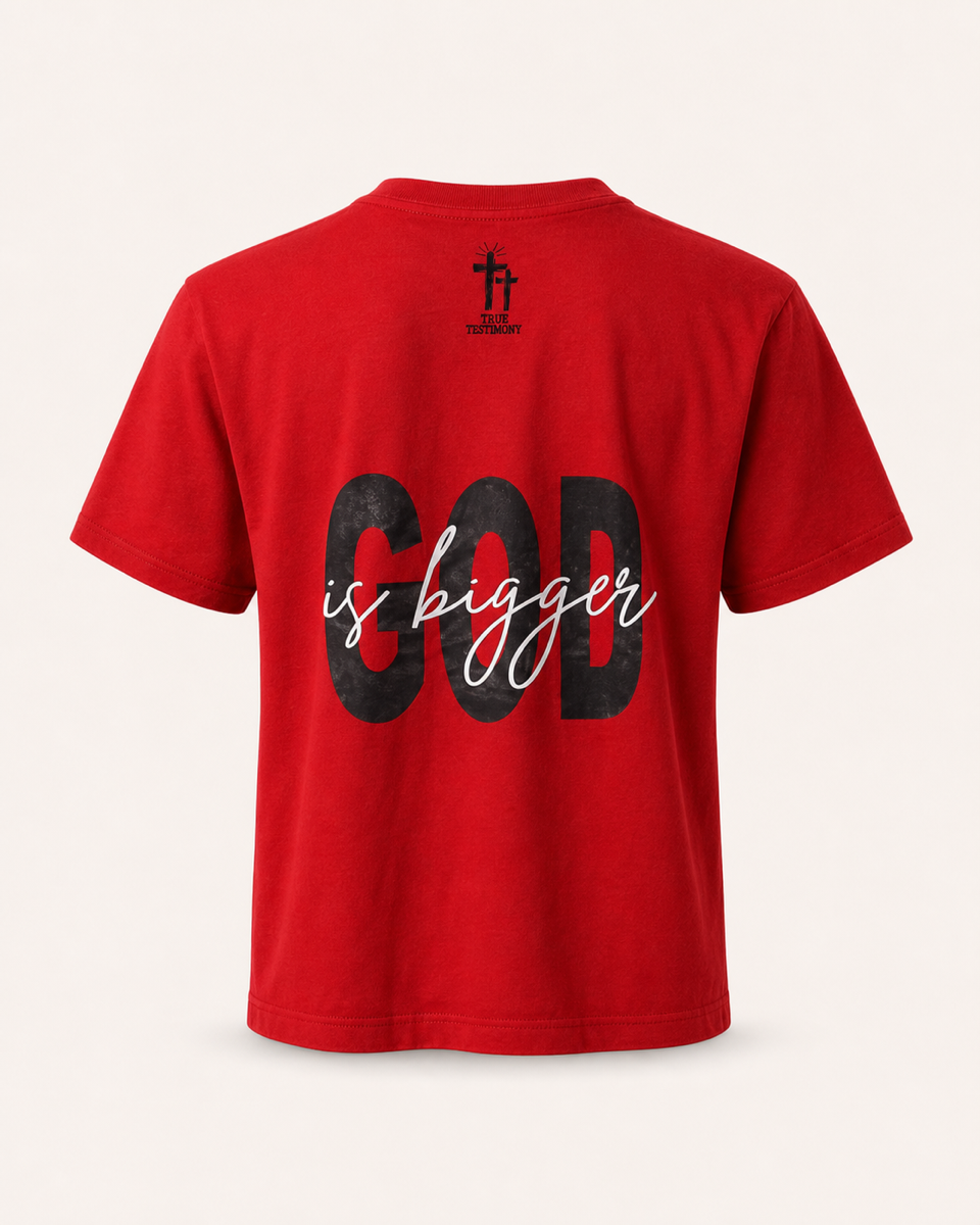 Red - True Testimony God is Bigger Youth T-Shirt - Back