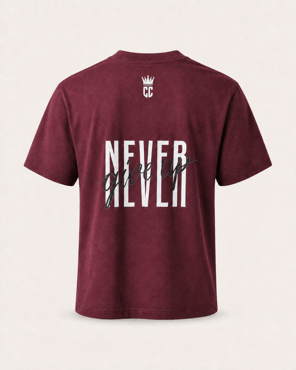 Burgundy - True Testimony Never Give Up Youth T-Shirt - Back
