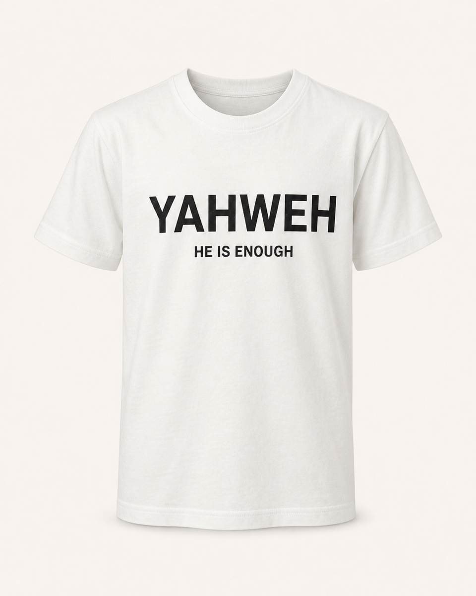 White - True Testimony Yahweh Never Give Up Youth T-Shirt - Front