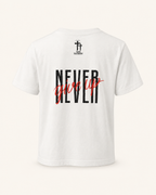 White - True Testimony Yahweh Never Give Up Youth T-Shirt - Back