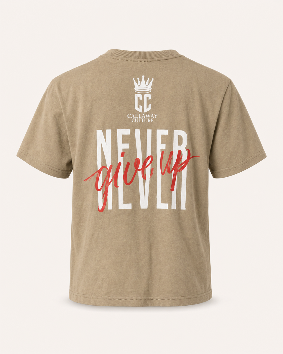 Tan - True Testimony Yahweh Never Give Up Youth T-Shirt - Back