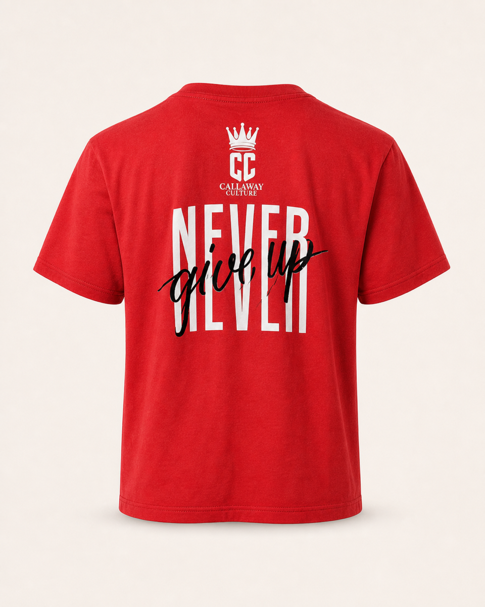 Red - True Testimony Yahweh Never Give Up Youth T-Shirt - Back