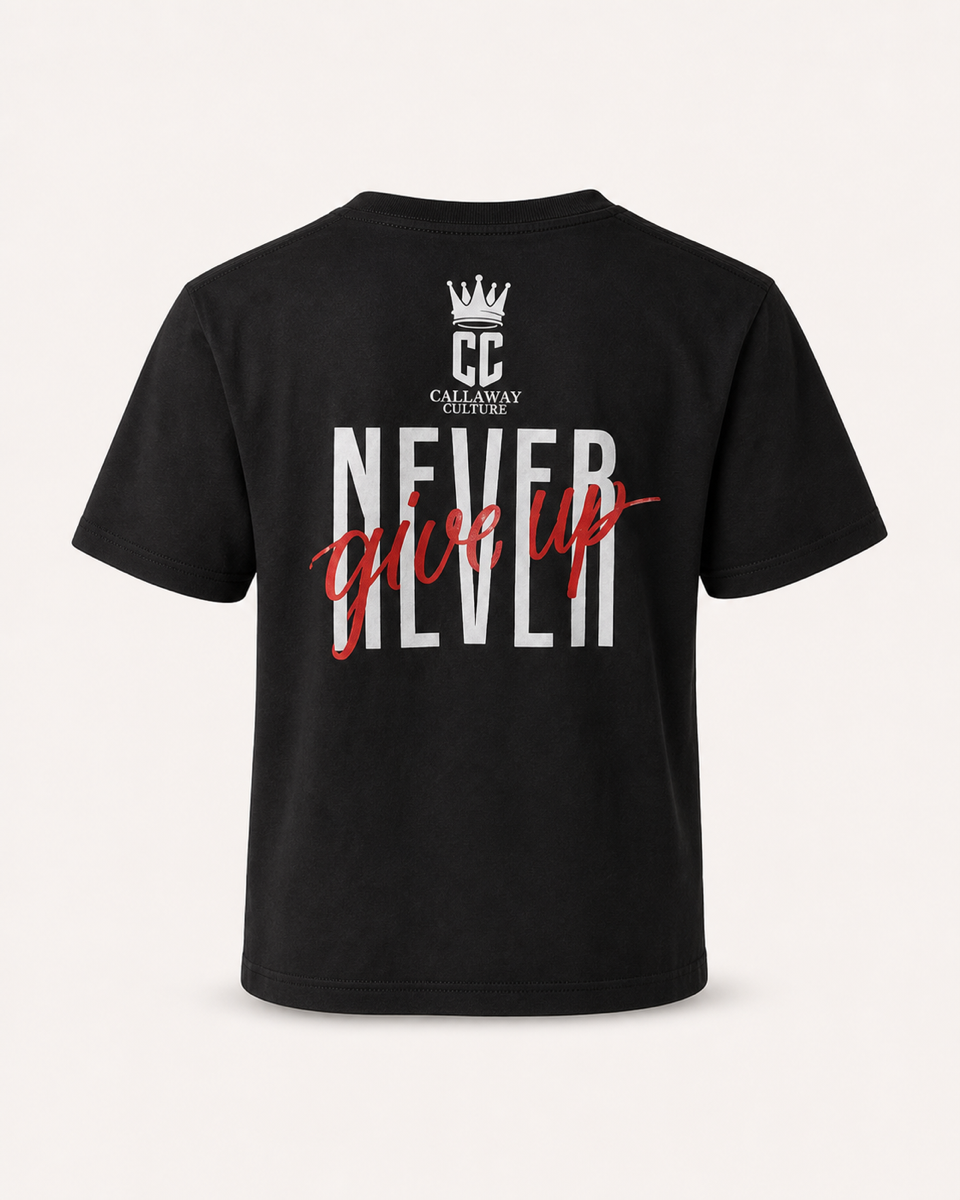 Black - True Testimony Yahweh Never Give Up Youth T-Shirt - Back