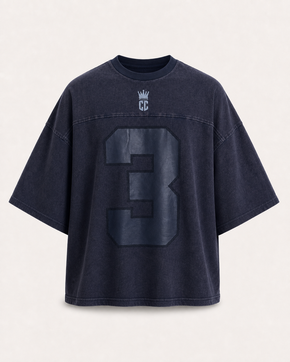 Navy - True Testimony Built on Faith Oversized Cropped T-Shirt - Front