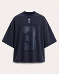 Navy - True Testimony Built on Faith Oversized Cropped T-Shirt - Front