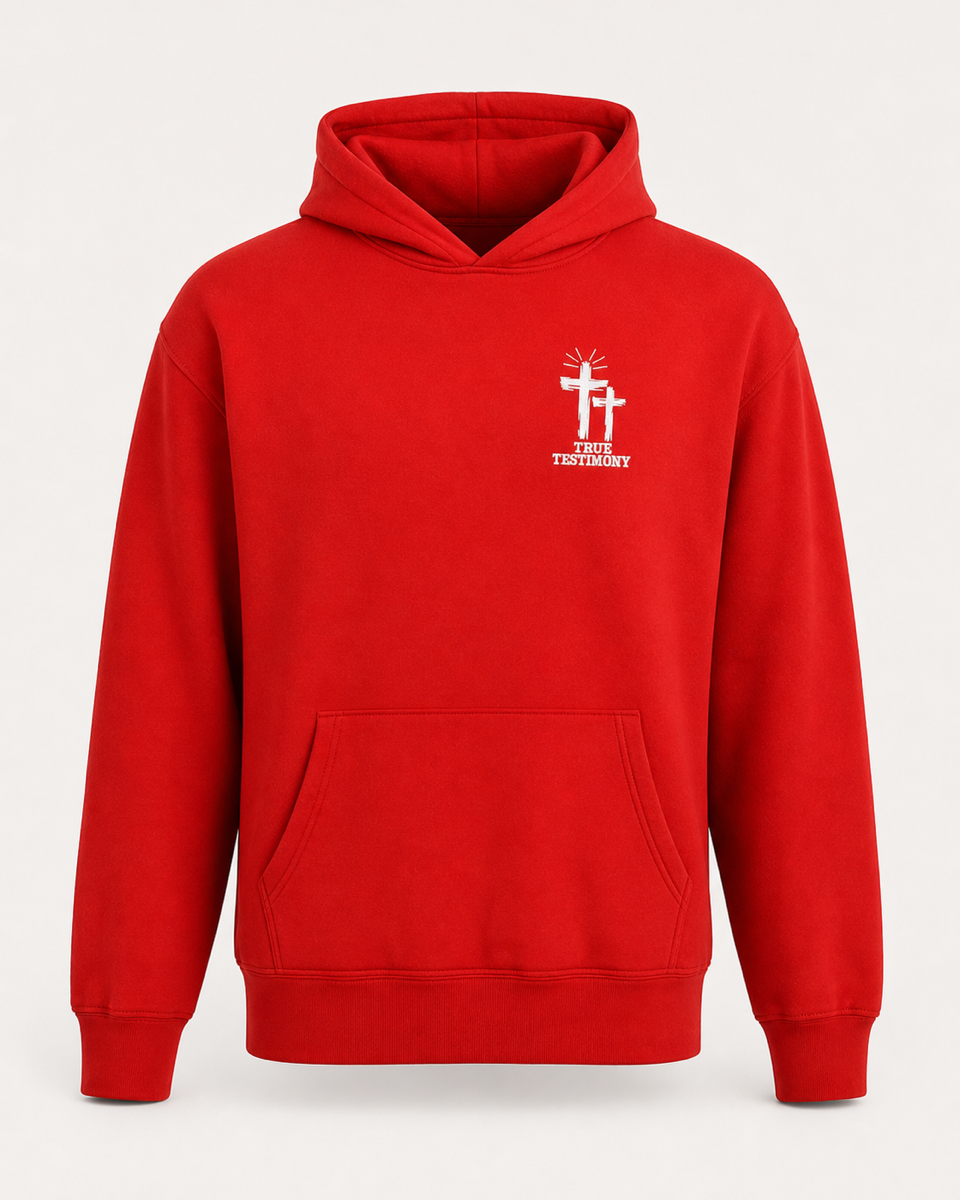Red - True Testimony Yahweh Arched Hoodie - Front