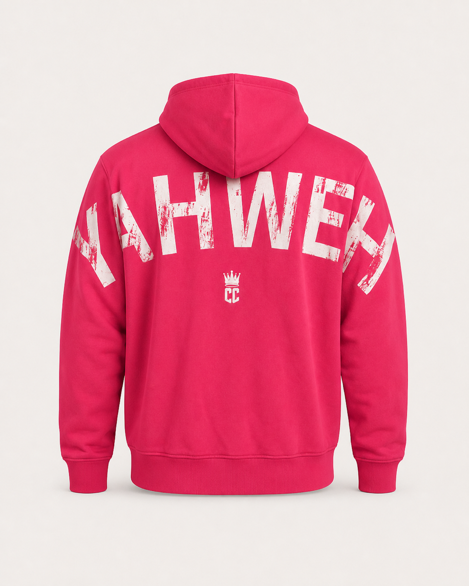 Pink - True Testimony Yahweh Arched Hoodie - Back