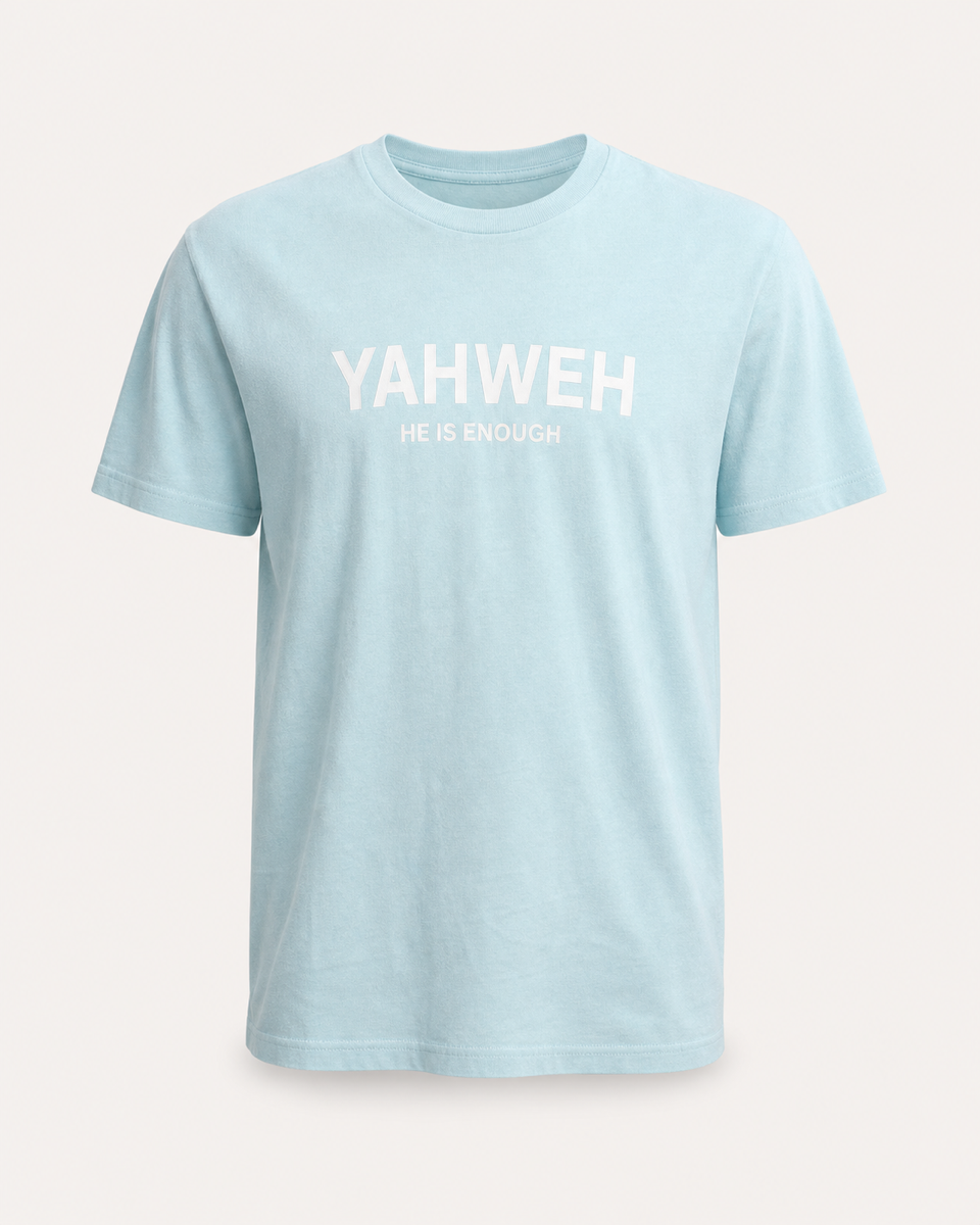 Sky Blue - True Testimony Yahweh Never Give Up T-Shirt - Front