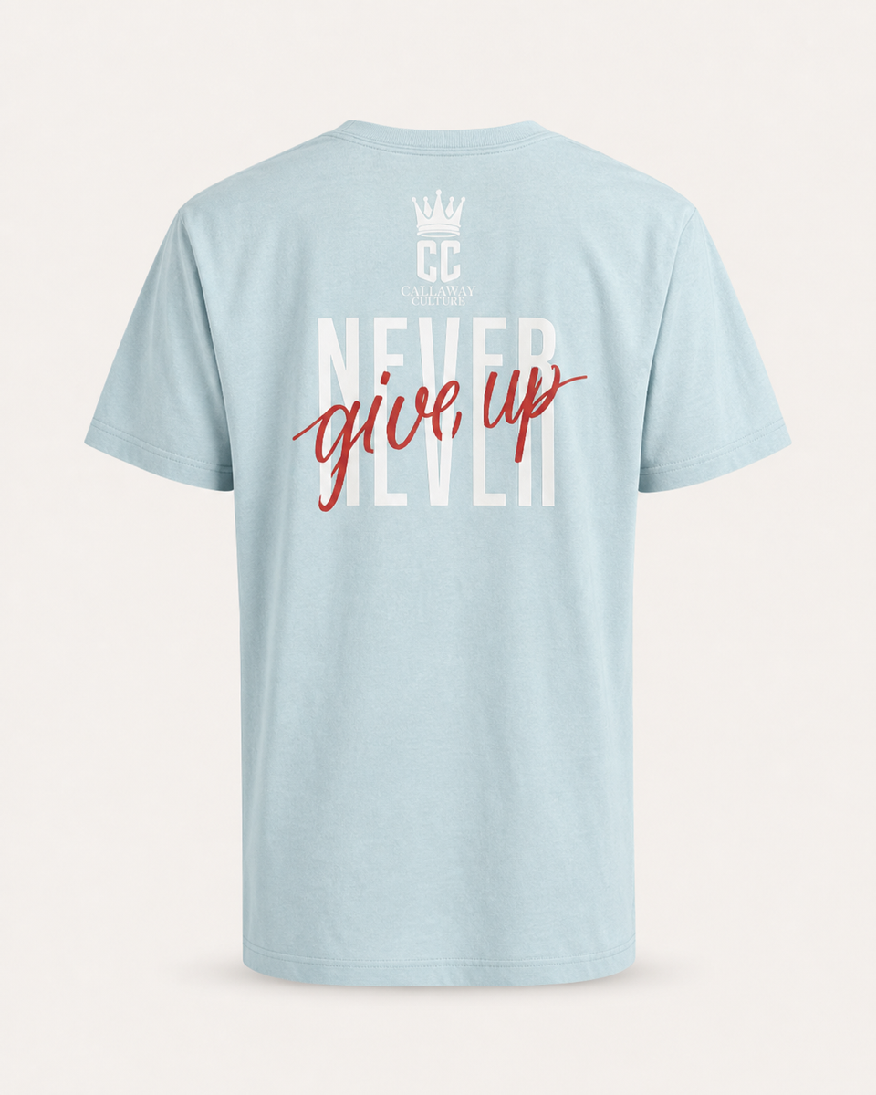 Sky Blue - True Testimony Yahweh Never Give Up T-Shirt - Back