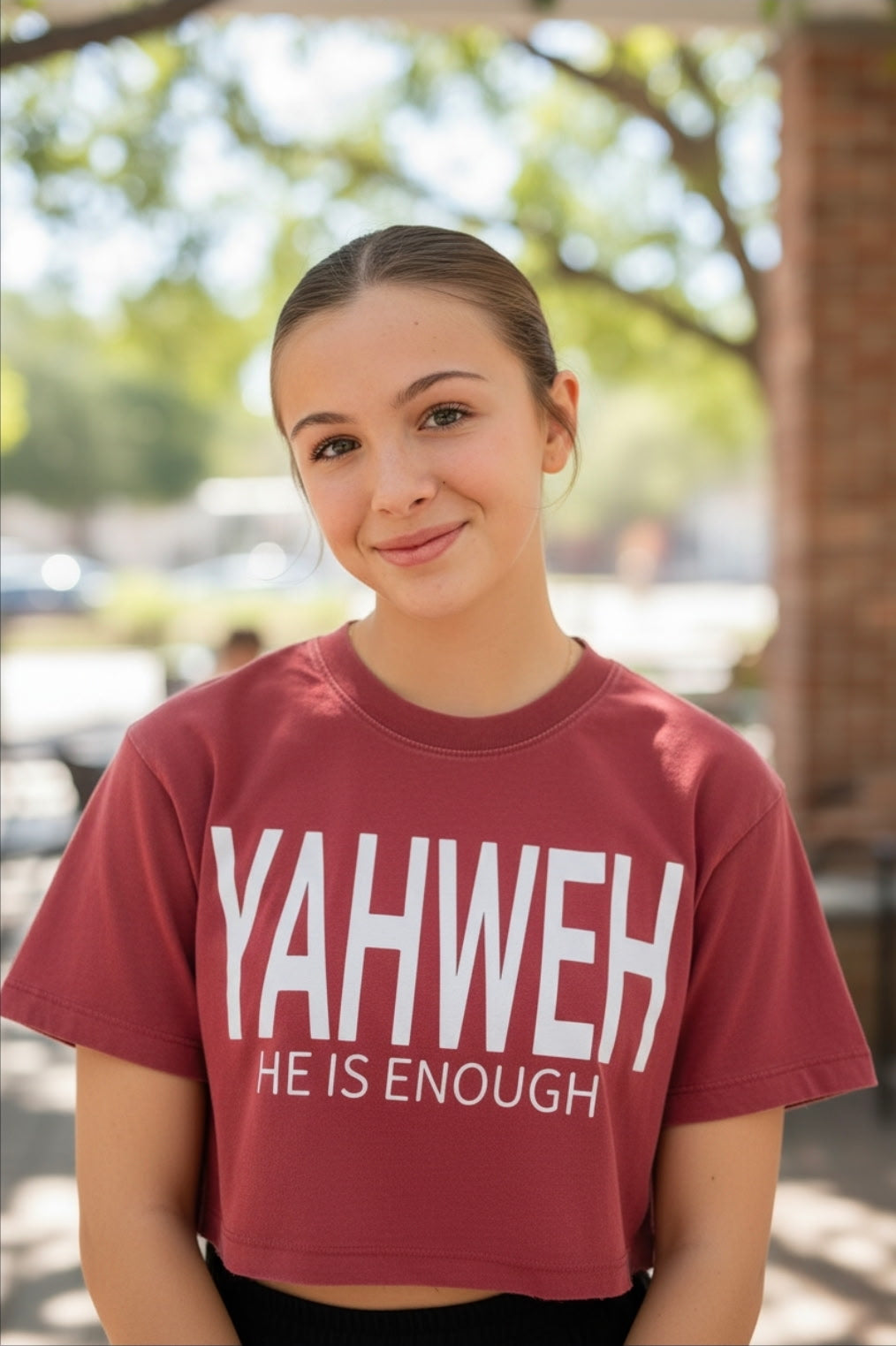 Yahweh- He is Enough-Red Cropped shirt