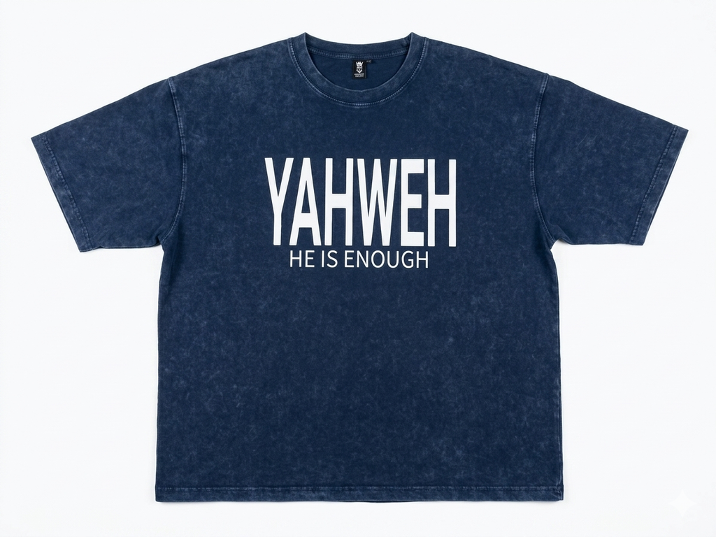 Unisex True Testimony Navy Washed Tee - Oversized Cropped