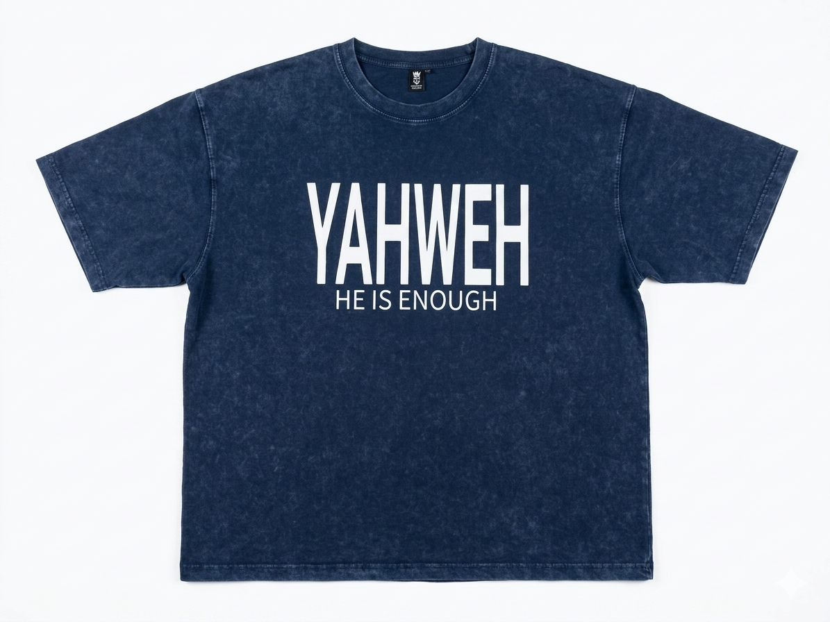 Unisex True Testimony Navy Washed Tee - Oversized Cropped