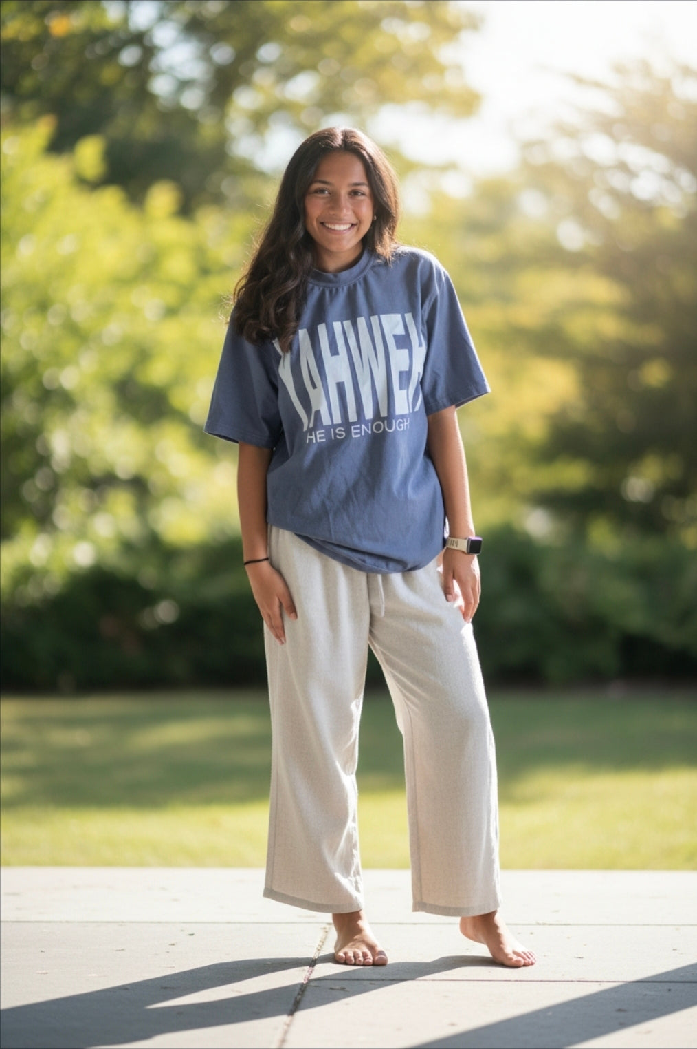 Yahweh / Never Give Up T-shirt - Steel Blue