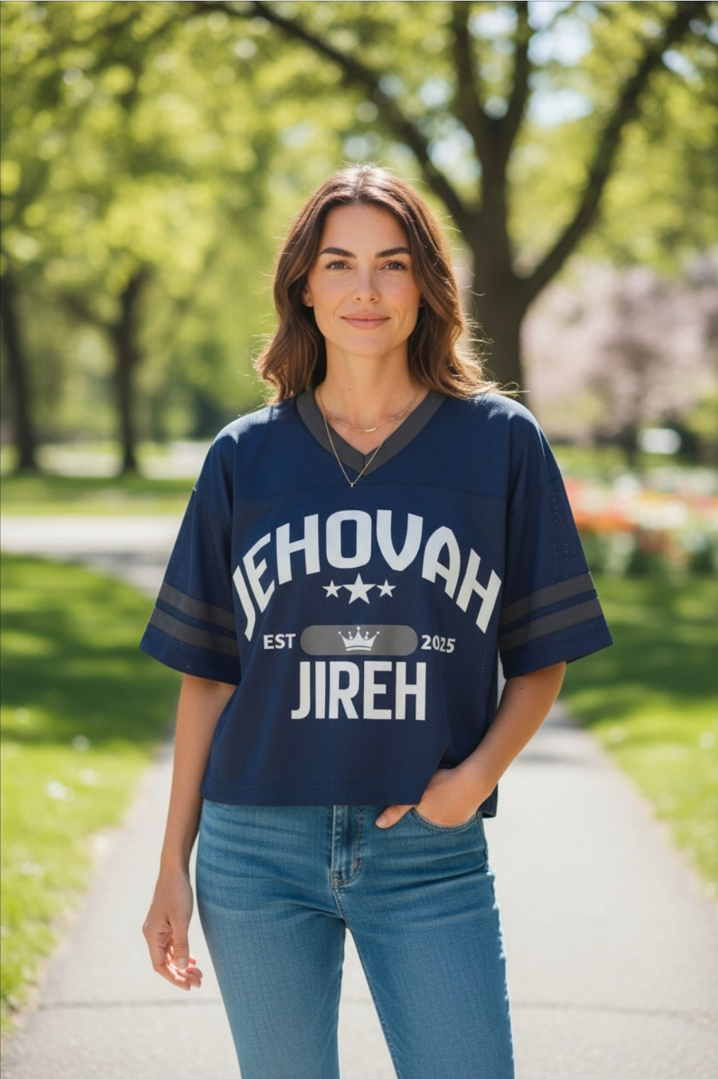 Jireh Cropped Jerseys - Navy with White Letters