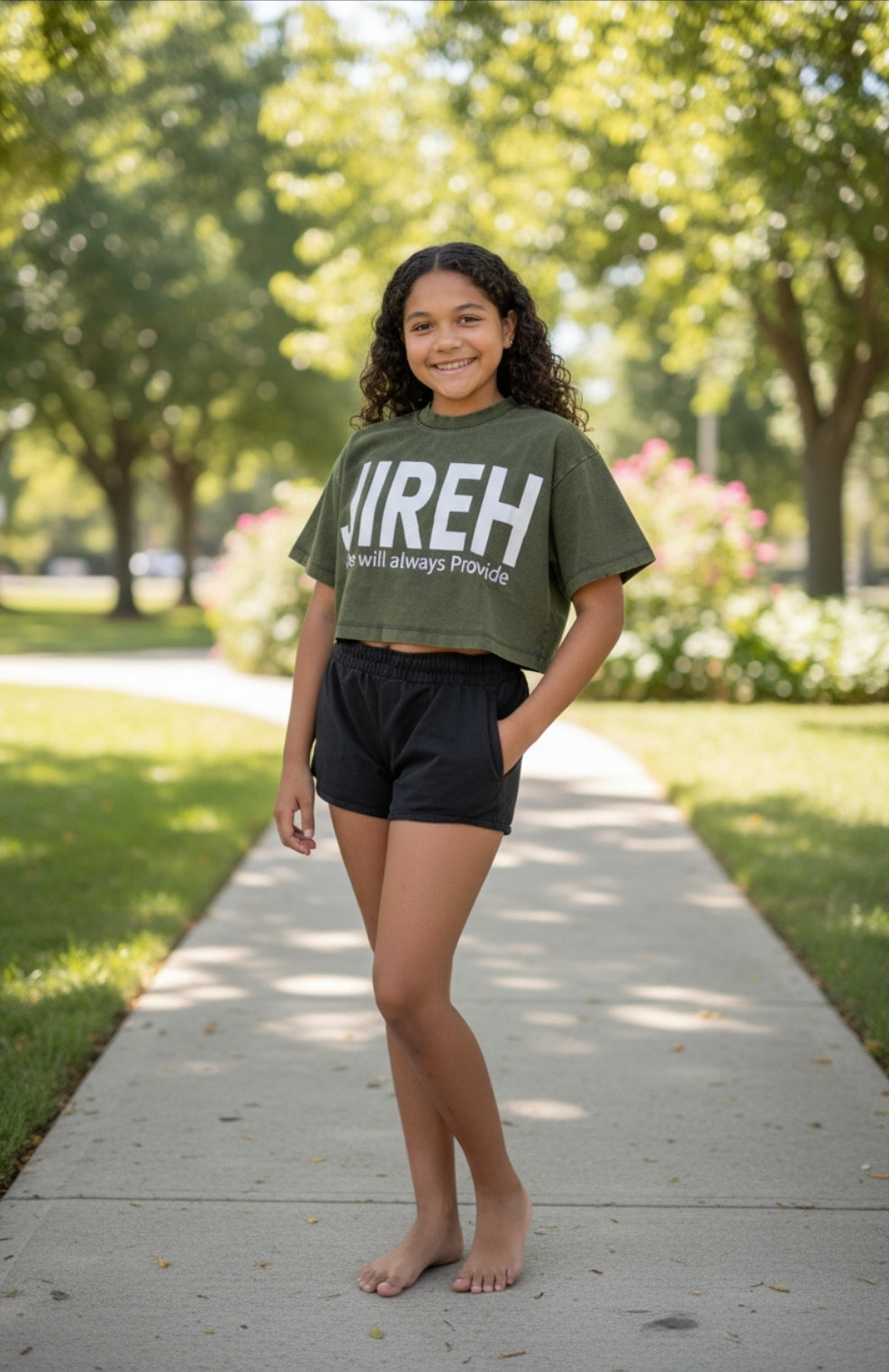 Jireh Super Cropped T-Shirt -Olive Green