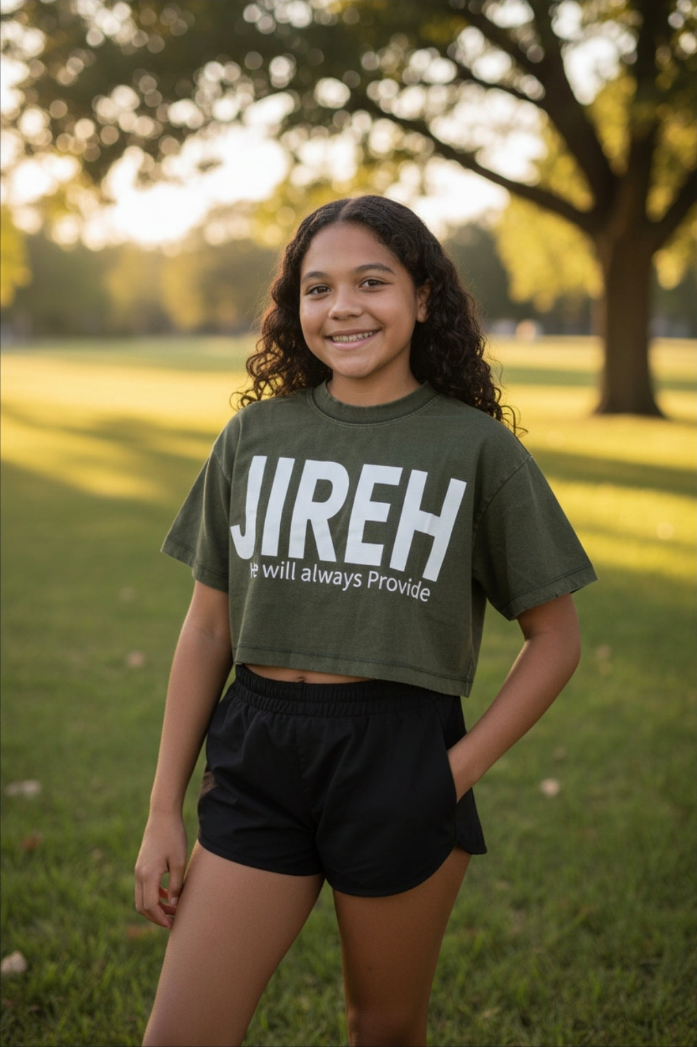 Jireh Super Cropped T-Shirt -Olive Green