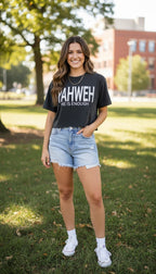 Yahweh Never Give Up - Cropped T-Shirt - Washed Black