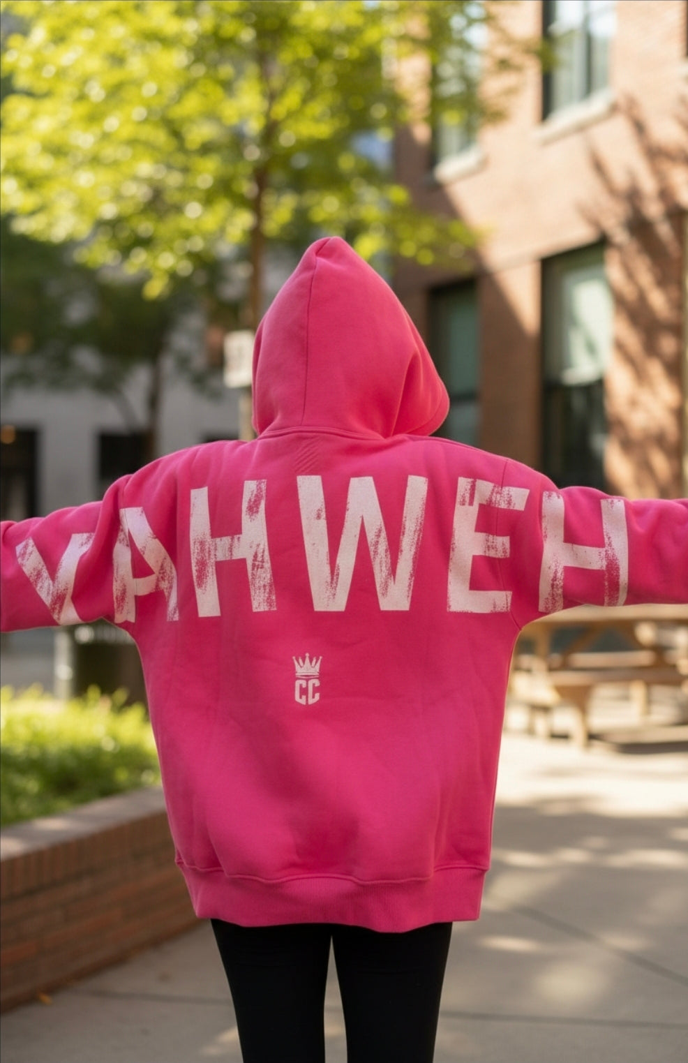 True Testimony - Yahweh Arched Hoodie - Pink