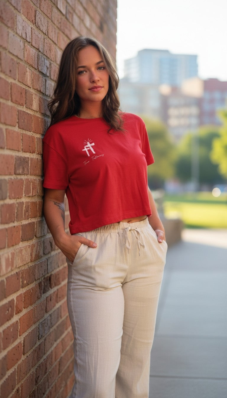 Women's True Testimony Crop Top - T-Shirt - Red