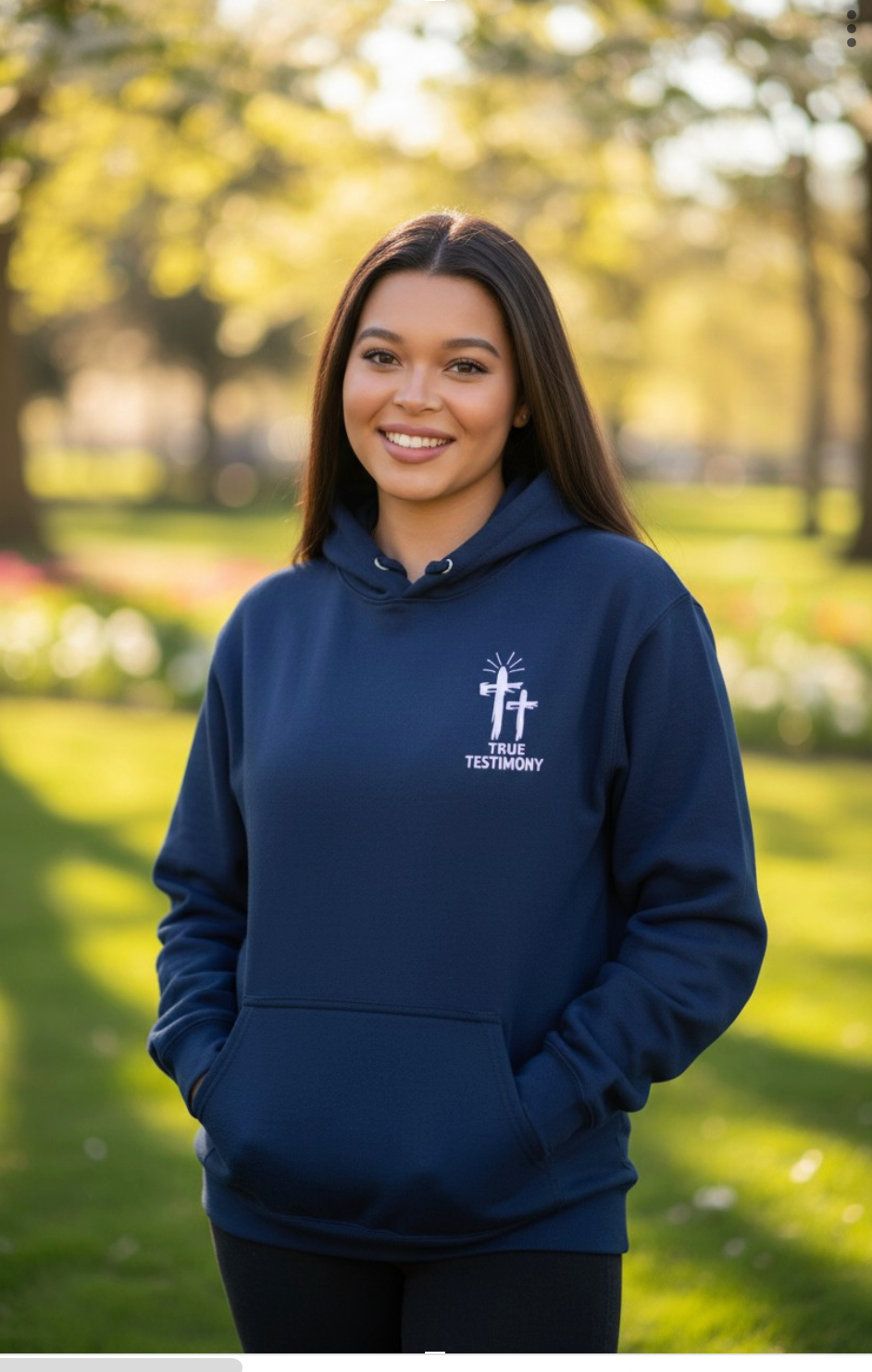 True Testimony - Yahweh Arched Hoodie - Navy