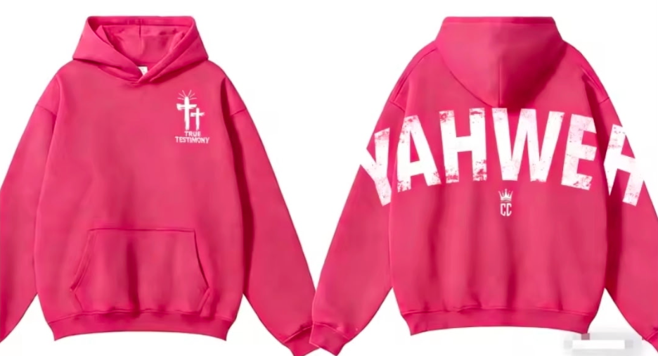 True Testimony - Yahweh Arched Hoodie - Pink