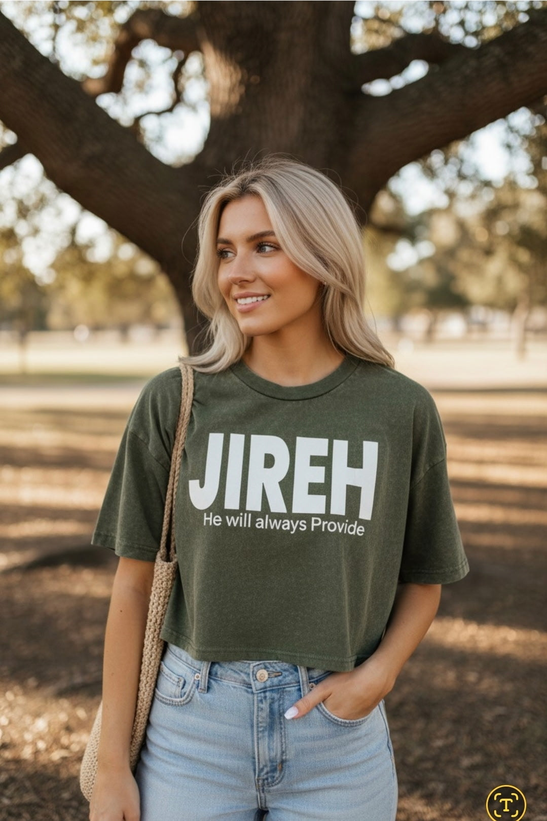 Jireh Super Cropped T-Shirt -Olive Green