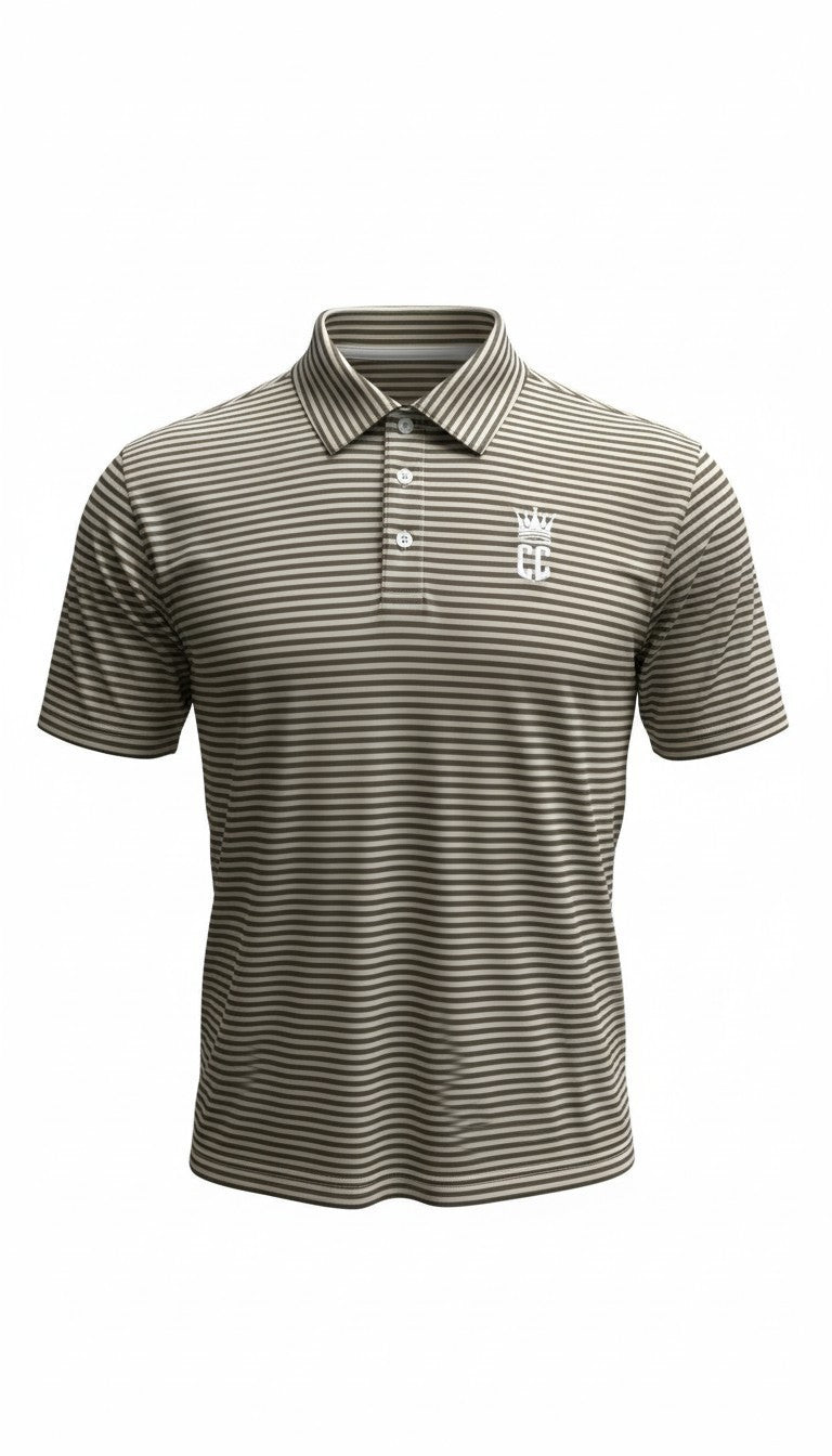 Corporate Culture Premium Performance Polo - Striped Olive Green