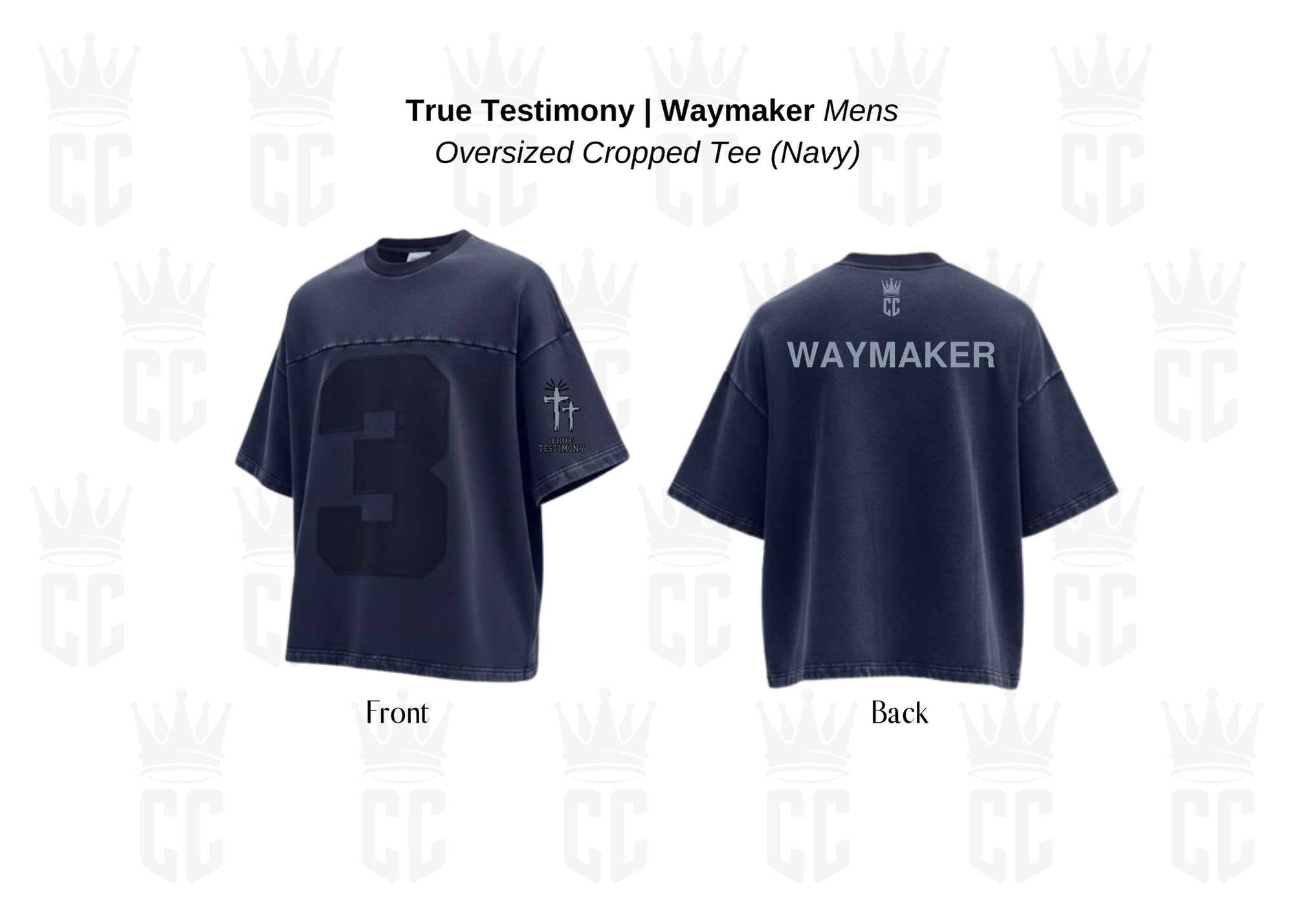 True Testimony Waymaker Mens Oversized Cropped Tee (Navy)