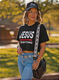 Jesus Over Everything - Super Cropped T-shirt - Black