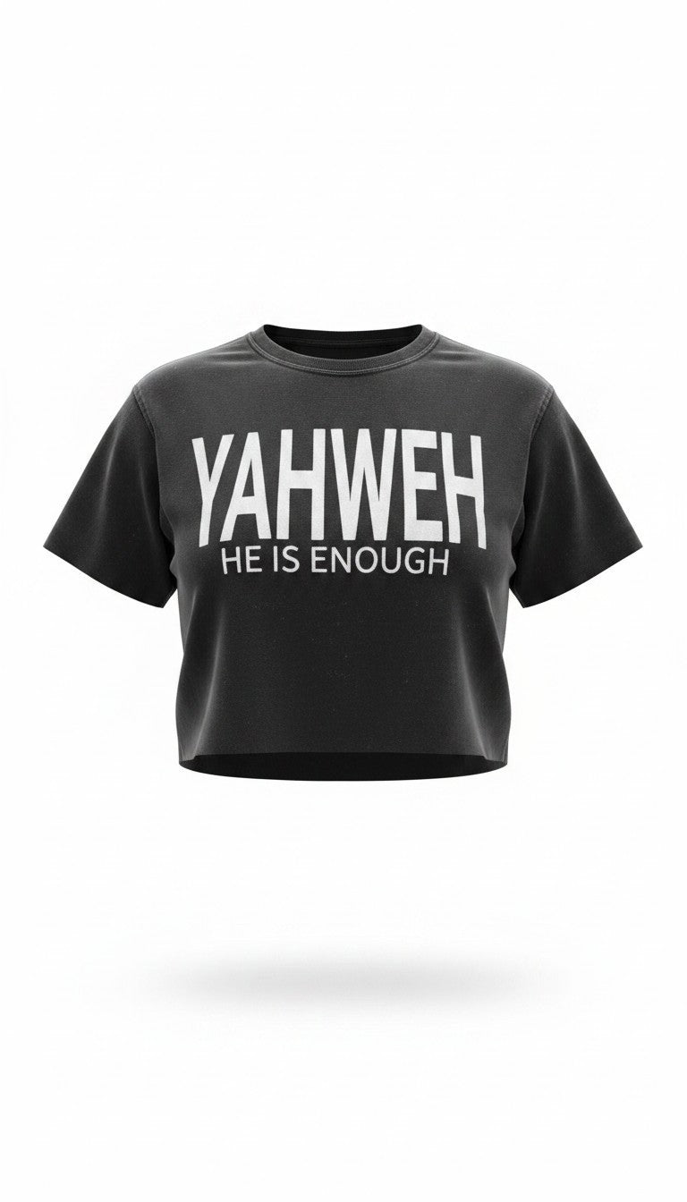 Yahweh Never Give Up - Cropped T-Shirt - Washed Black