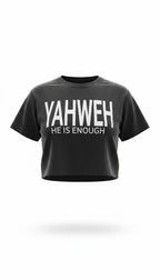 Yahweh Never Give Up - Cropped T-Shirt - Washed Black