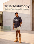 Unisex True Testimony Navy Washed Tee - Oversized Cropped