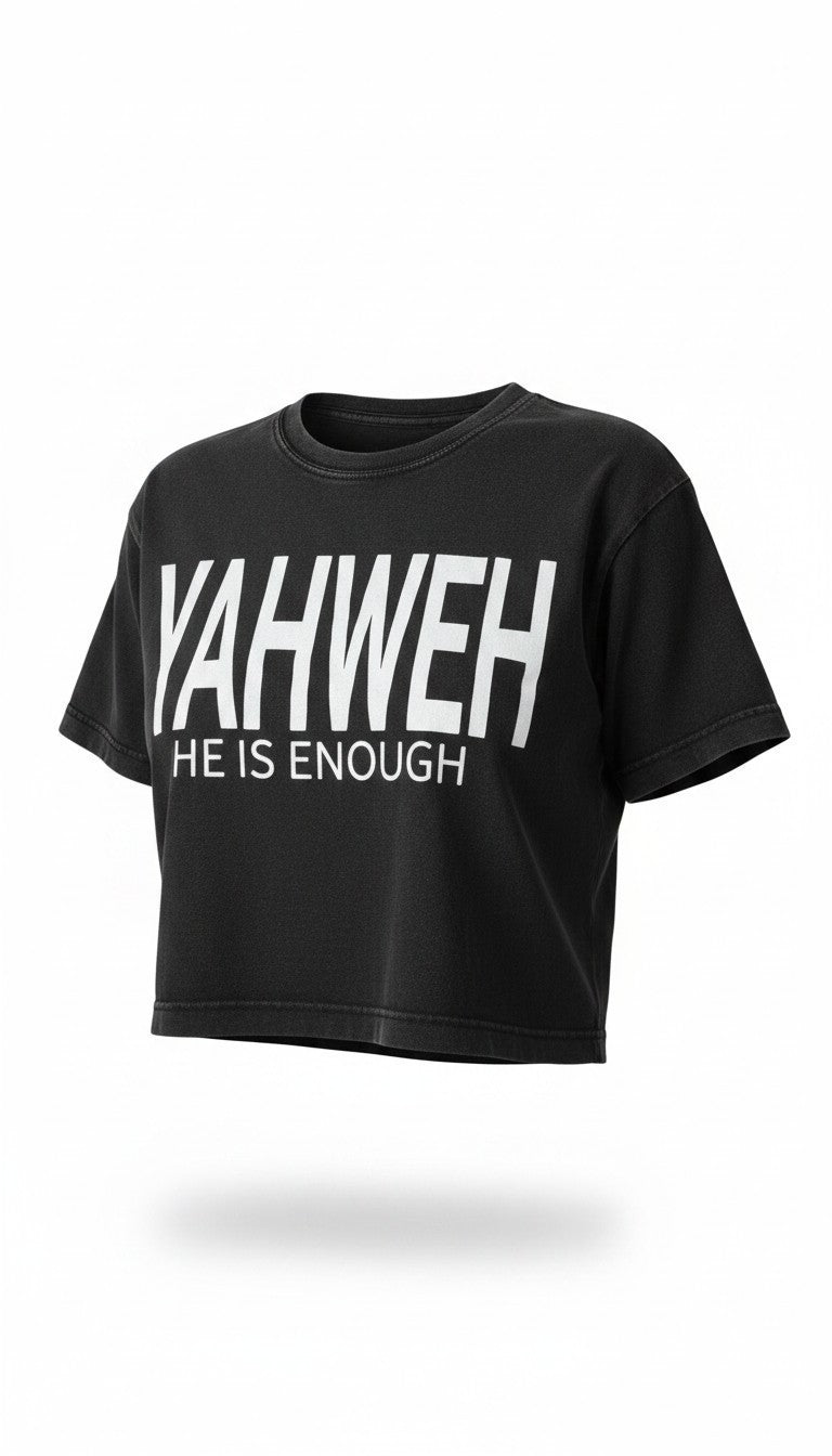 Yahweh Never Give Up - Cropped T-Shirt - Washed Black