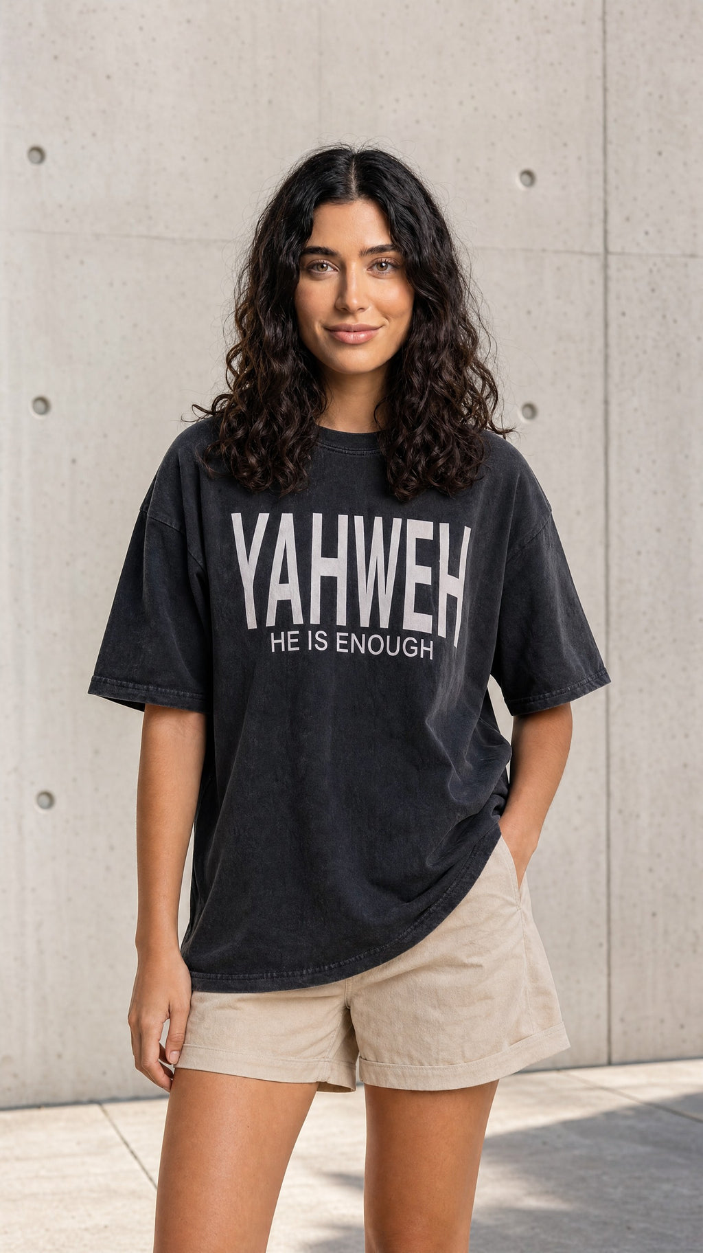 Unisex True Testimony Navy Washed Tee - Oversized Cropped
