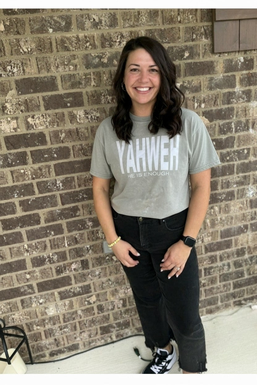 Yahweh / Never Give Up T-shirt - Light Grey Wash