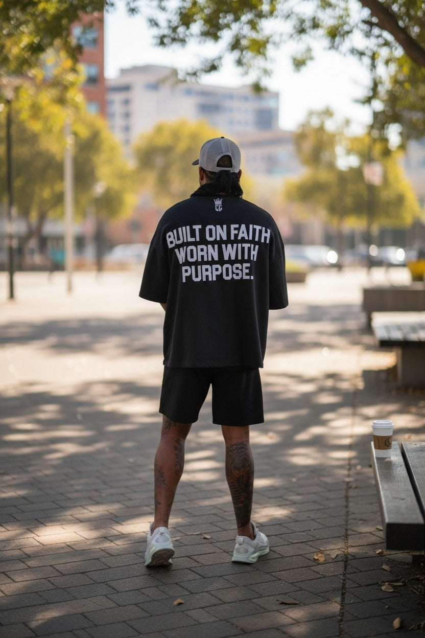 True Testimony Waymaker Mens Oversized Cropped Tee (Black)