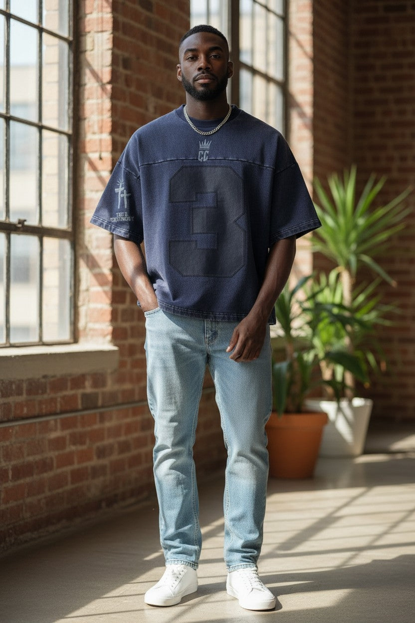 True Testimony Waymaker Mens Oversized Cropped Tee (Navy)
