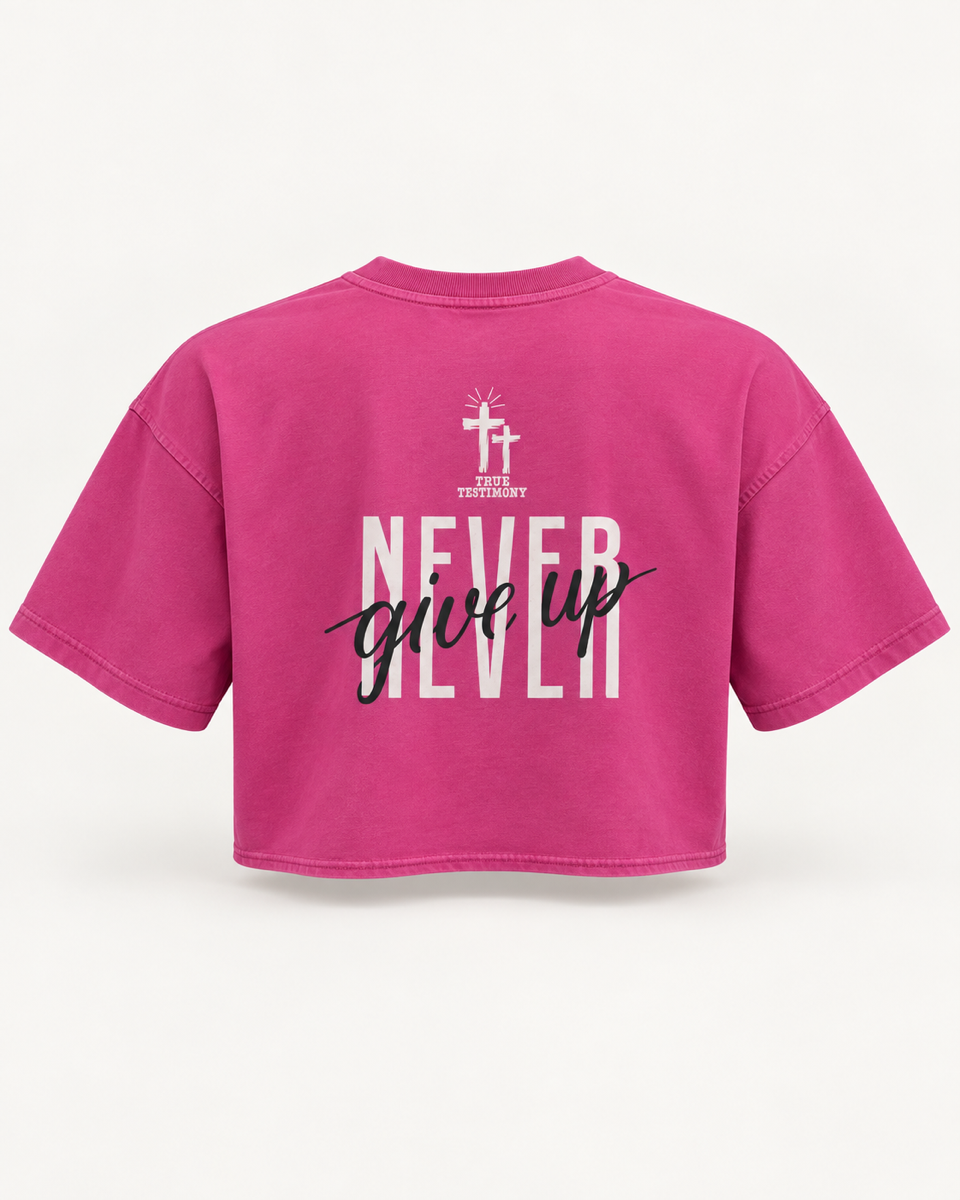 Pink - True Testimony Washed Oversized Cropped T-Shirt - Back