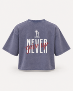 Steel Blue - True Testimony Washed Oversized Cropped T-Shirt - Back