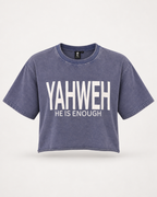 Steel Blue - True Testimony Washed Oversized Cropped T-Shirt - Front