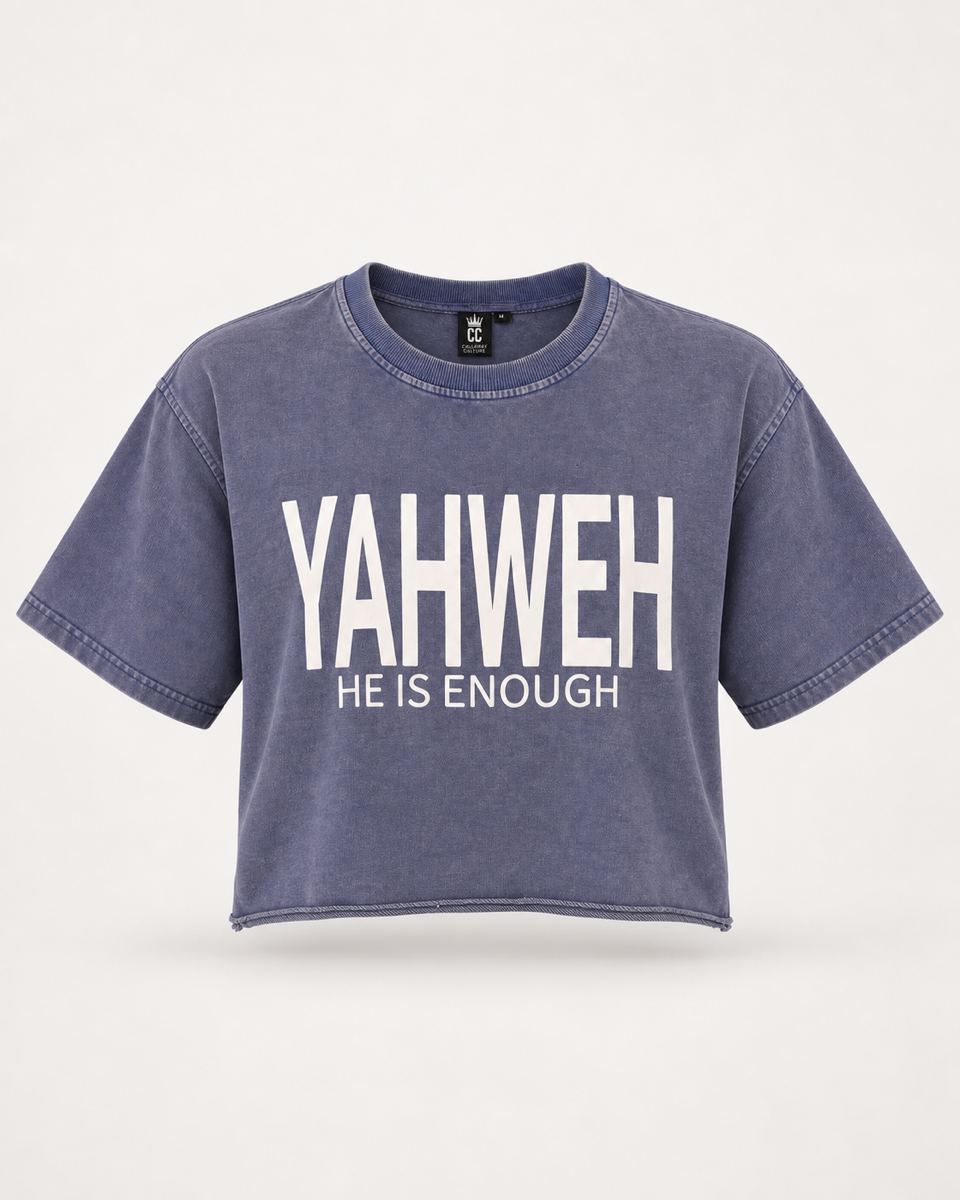 Steel Blue - True Testimony Washed Oversized Cropped T-Shirt - Front